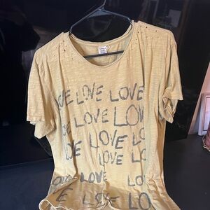 Yellow Graphic Tee with Love Print